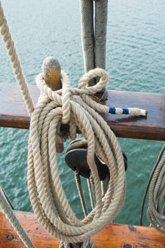 Rigging of an ancient sailing vessel