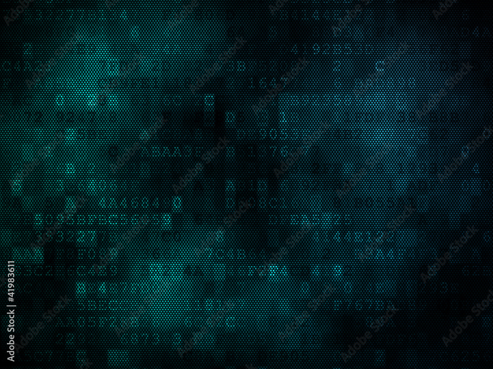 Poster pixeled hexagonal background on digital screen