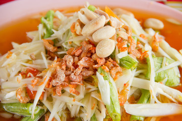 Hot and spicy papaya salad, Thai cuisine