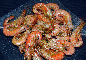 Grilled prawns