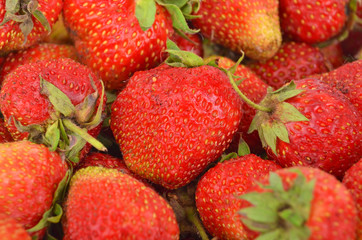 Close up of some red ripe strawberry