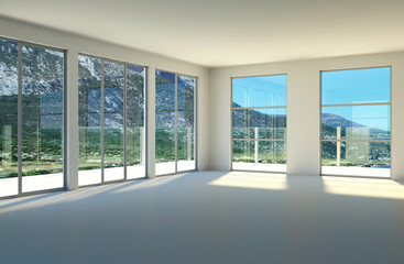 Fototapeta na wymiar Interior Design - Loft z widokiem