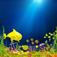 Photo sur Plexiglas Sous-marin Dessin animé sous-marin océan