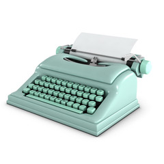 3d Typewriter with blank paper Front Right