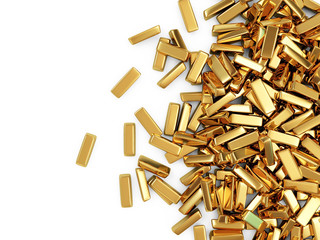Golden Bars on white background with place for your text