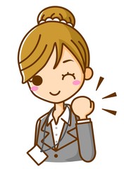 ビジネスウーマン　ガッツポーズ