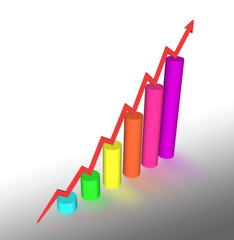 3d bar graph with arrow