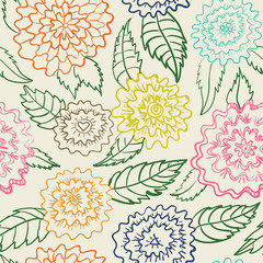 Seamless abstract flowers pattern