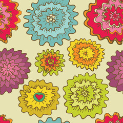 Seamless round flowers pattern