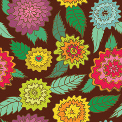 Seamless retro flowers pattern