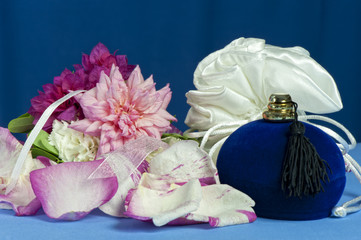 Arrangement with flowers and candy boxes