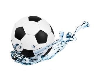 soccer ball in a water