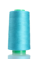 Blue bobbin thread isolated on white
