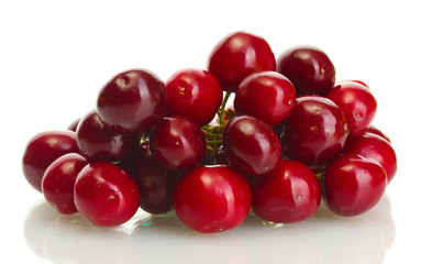 Ripe cherry berries isolated on white