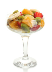Fresh fruits salad isolated on white
