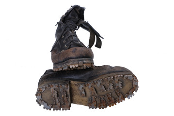 Pair old-fashioned the boot for walking on mountains