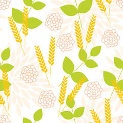 Seamless pattern with ears of wheat