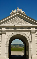 view out of a baroque gate