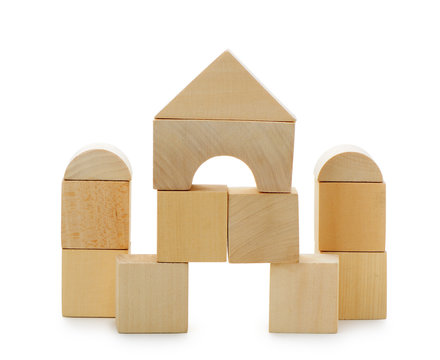 The house from toy wooden cubes