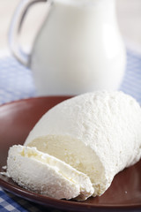 Homemade quark with milk jug