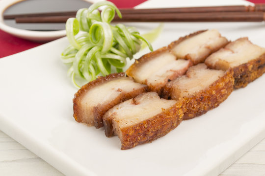 Siu Yuk - Chinese crispy roasted pork belly & soy / hoisin sauce