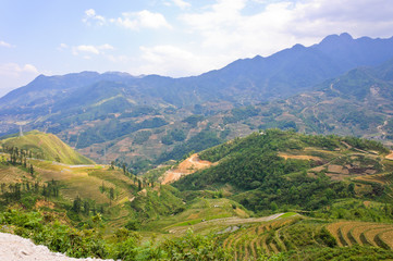 Scenic of mountain rice terraced fields, Vietnam