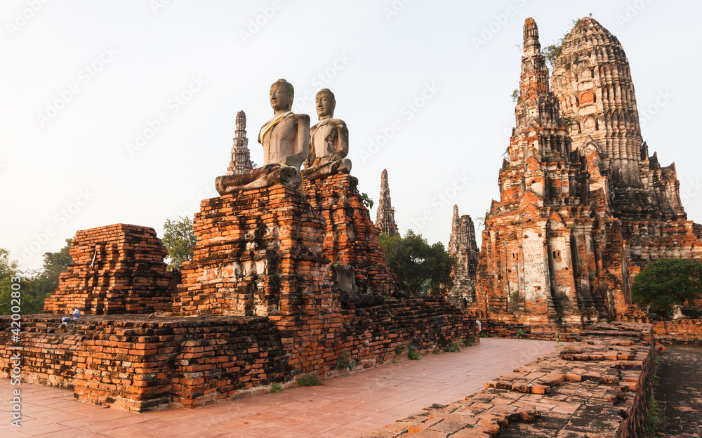 Wall mural wat chaiwatthanaram, ancient temple at ayutthaya, thailand.