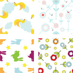 Set of cute colorful seamless patterns