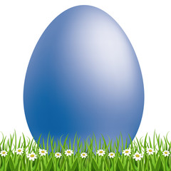 Osterei blau in Blumenwiese