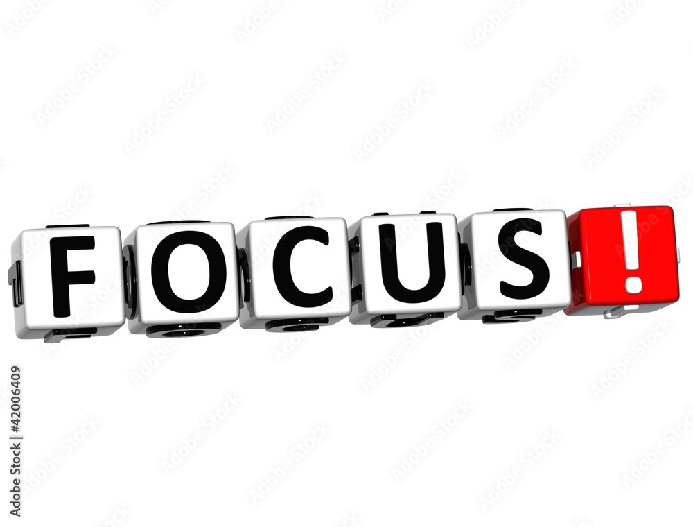 Poster 3d focus button click here block text