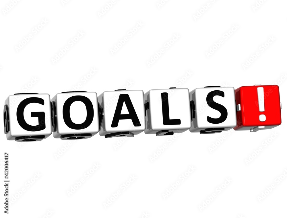 Poster 3d goals button click here block text