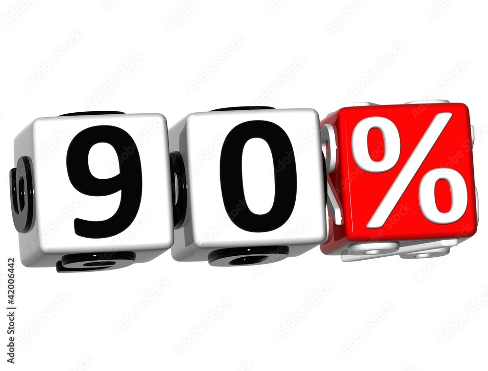 Poster 3d 90 percent button click here block text