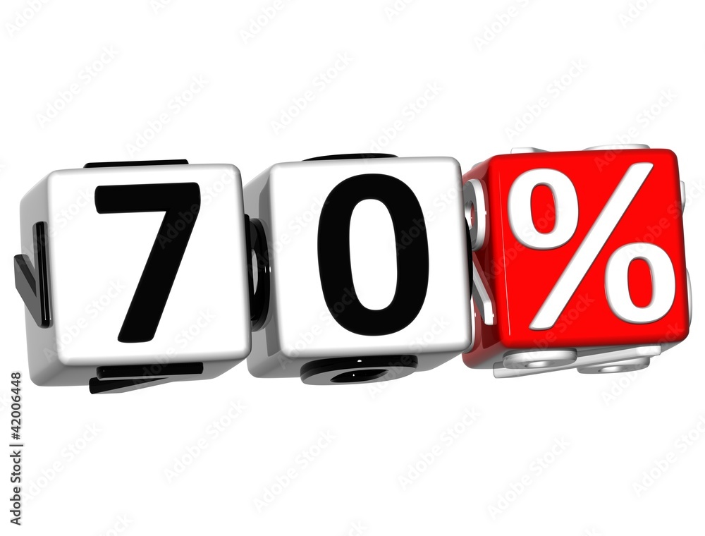 Poster 3d 70 percent button click here block text