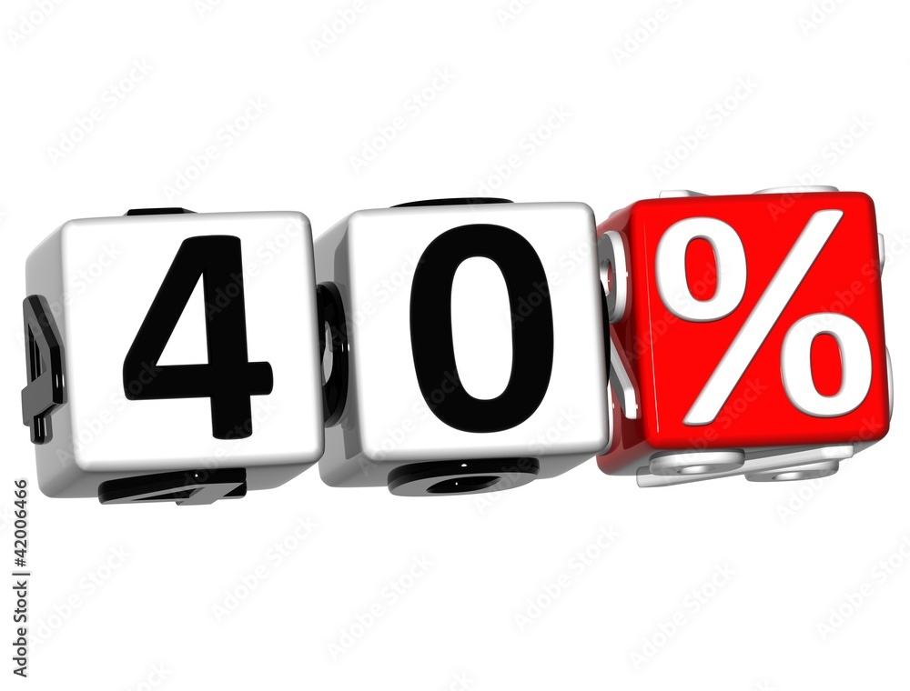 Poster 3d 40 percent button click here block text