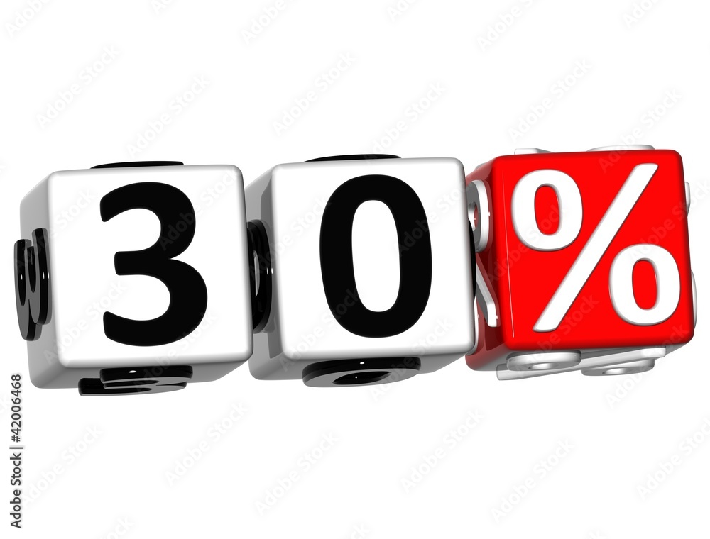 Poster 3d 30 percent button click here block text