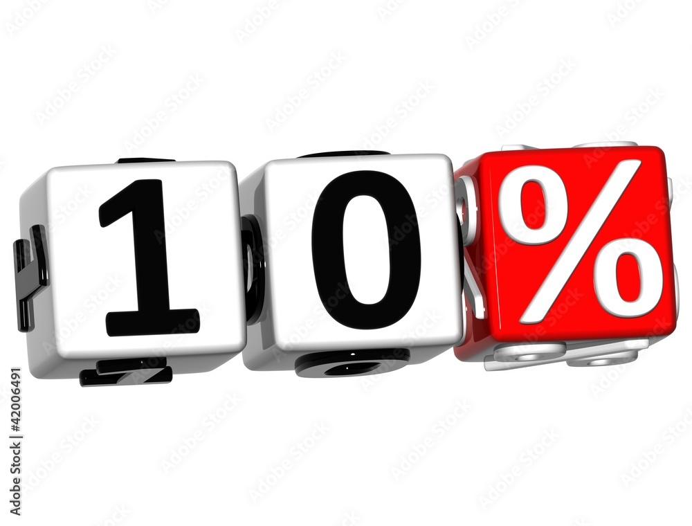 Poster 3d 10 percent button click here block text