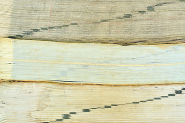 Stack of old books close up