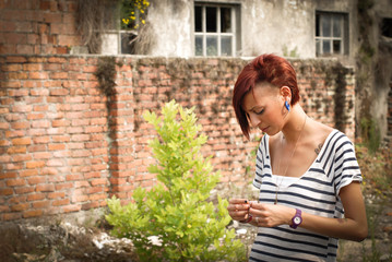 young girl smoking