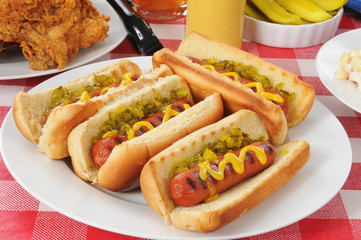 Grilled hot dogs