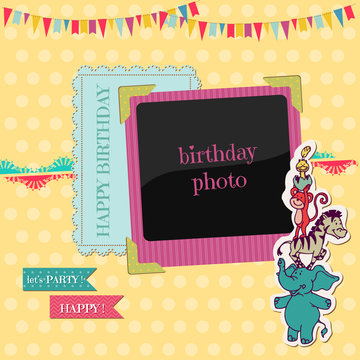 Birthday Card with Photo Frame - for scrapbook, congratulation i