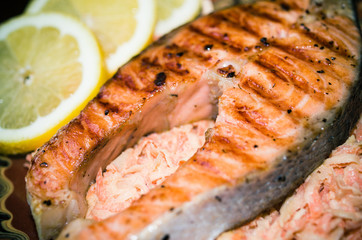 Salmon on carrot salad
