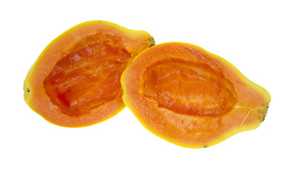 Two halves papaya fruit