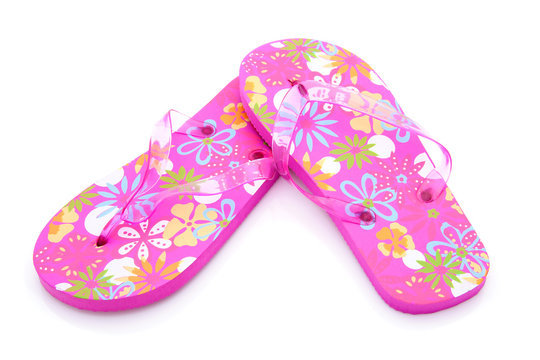 pink colored summer slippers