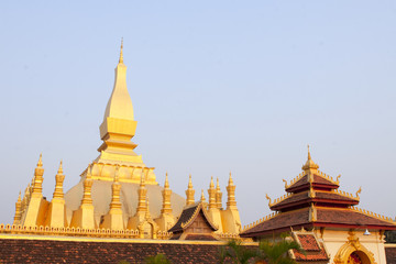 Golden pagada in Wat Pha-That Luang, Vientiane, Laos.