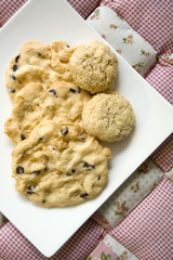 homemade cookies on pink background