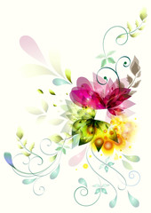 Abstract vector flowers on a white