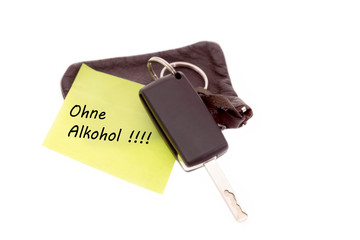 Autoschlüssel mit Notiz Ohne Alkohol!!!!