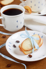 Tuile cookies with a cup of coffee