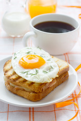 Breakfast egg sandwich croque madame