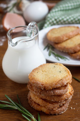 Rosemary sugar cookies with milk